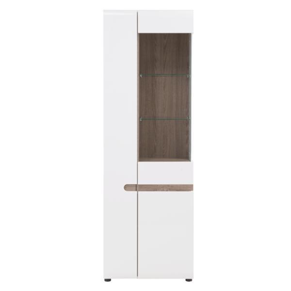 Vitrina pal alb lucios stejar sonoma lynatet 64x42x194.5 cm