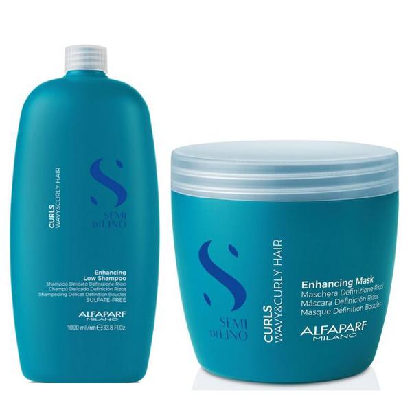 Pachet pentru Par Cret sau Ondulat Semi di Lino Curls Enhancing Alfaparf Milano: Sampon 1000 ml + Masca 500 ml