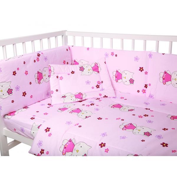 Lenjerie patut cu 4 piese kitty pink
