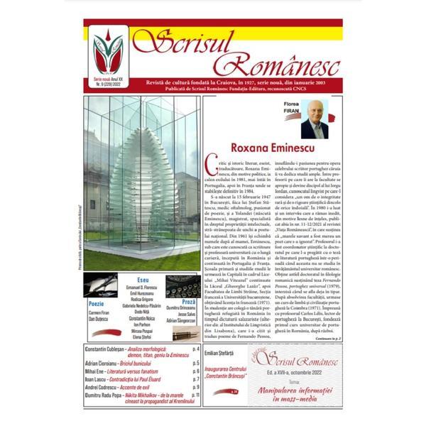 Revista scrisul romanesc nr.9 din 2022, editura scrisul romanesc