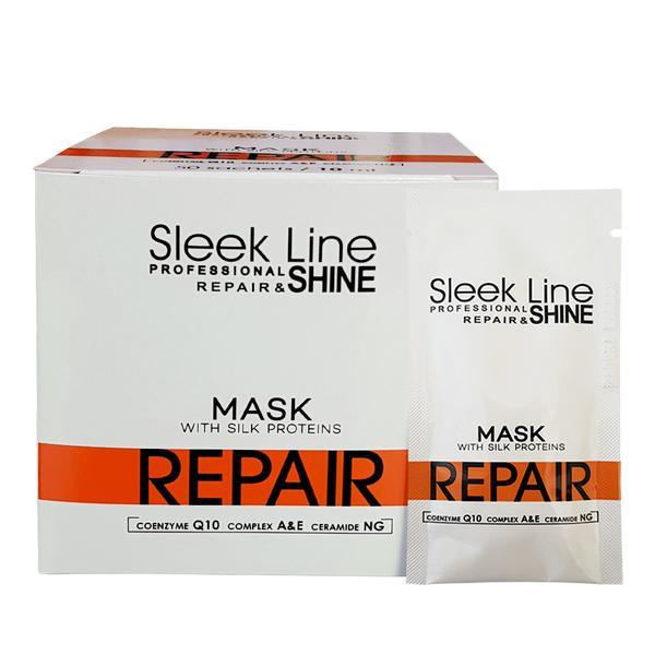 Masca reparatoare pentru par deteriorat Sleek Line, Set 50 Plicuri x 10ml 10ml