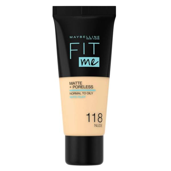 Fond de Ten – Maybelline Fit Me! Matte + Poreless Normal to Oily Skin, nuanta 118 Nude, 30 ml