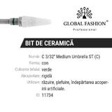 Bit ceramica Global Fashion, indepartarea acoperirii artificiale, forma con, abrazivitate rigida, C Medium Umbrella ST(c)