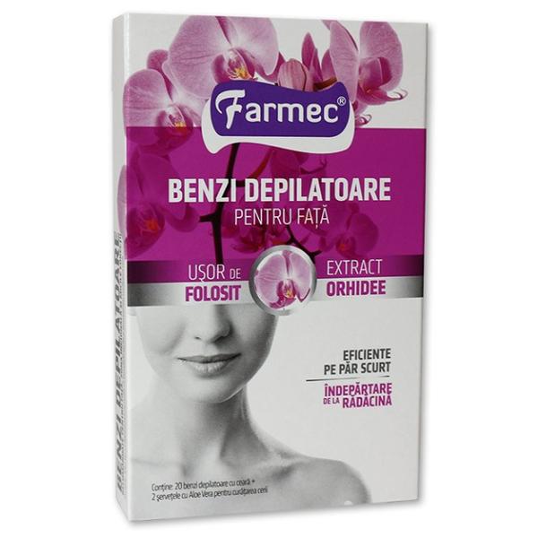 Benzi Depilatoare pentru Fata cu Extract de Orhidee Farmec, 20 buc Farmec esteto.ro