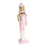 Figurina Spargatorul de Nuci cu sceptru din polirasina roz 9x9x38 cm