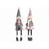 Set 2 figurine Ingeri din portelan si textil roz gri 10x9x35 cm