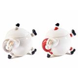 Set 2 borcane ceramica Mos Craciun cm 16x12x13.5 cm