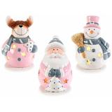 Set 3 figurine Craciun cu leduri 9.5x8x12.5 cm