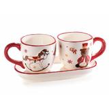 Set 2 cesti si tavita Vintage Xmas 16x7.5 cm