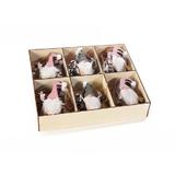 Set 36 ornamente brad din lemn model Mos Craciun 7x12 cm