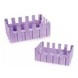 Set 2 cosuri din lemn mov 27x18x10 cm