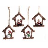 Set 4 ornamente polirasina brad Craciun cm 6x6.5 cm