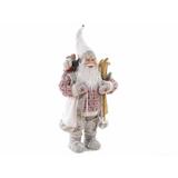 Figurina Mos Craciun din textil alb rosu gri 50x28x84 cm