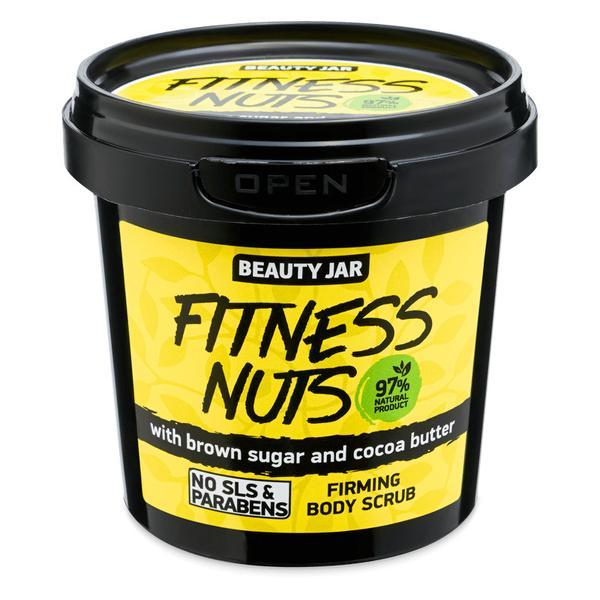 Scrub pentru fermitatea corpului, cu zahar brun si unt de cacao, Fitness Nuts, Beauty Jar, 200 g 200