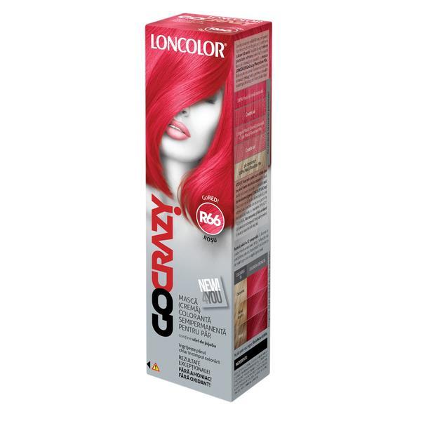 Short Life Masca Crema Coloranta Semipermanenta Pentru Par Loncolor Gocrazy Nuanta R66 Gored 100 Ml