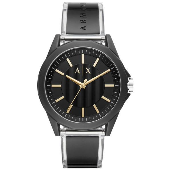 Ceas analog cu o curea din piele ecologica Armani Exchange, Negru/Argintiu