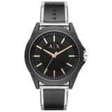 Ceas analog cu o curea din piele ecologica Armani Exchange, Negru/Argintiu