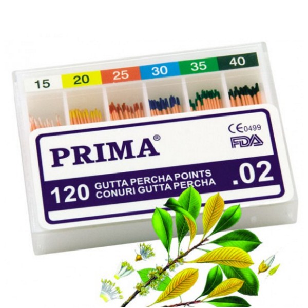 Conuri Dentare Gutta Percha Prima asortate 15-40, 120 buc