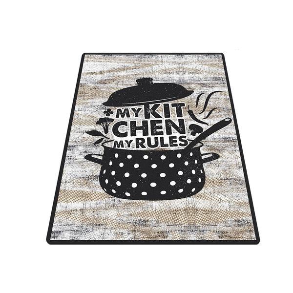 Covor de bucatarie catinus, bej/negru, anti-alunecare, lavabil, 80 x 150 cm
