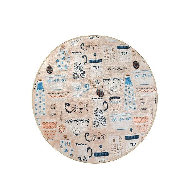 Covor de bucatarie cafea cat decorativa , bej, anti-alunecare, lavabil ø 100 cm
