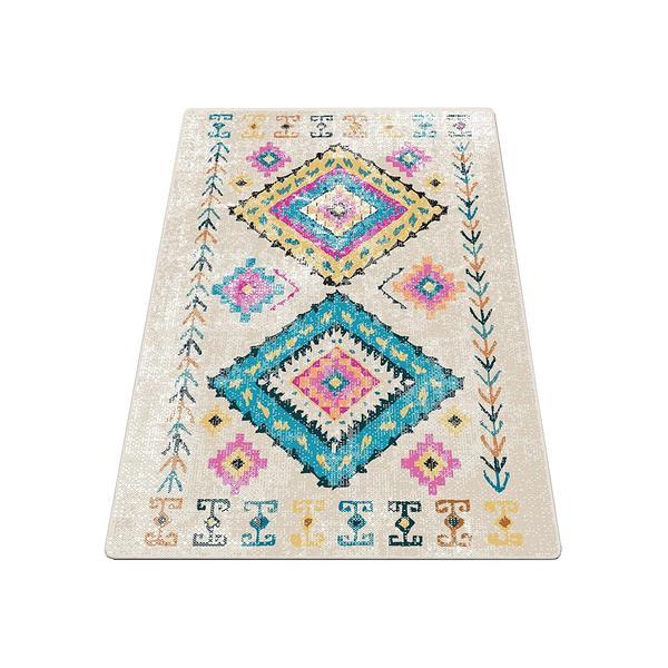 Covor de bucatarie taula ecru, multicolor, lavabil, anti-alunecare, 100 x 150 cm
