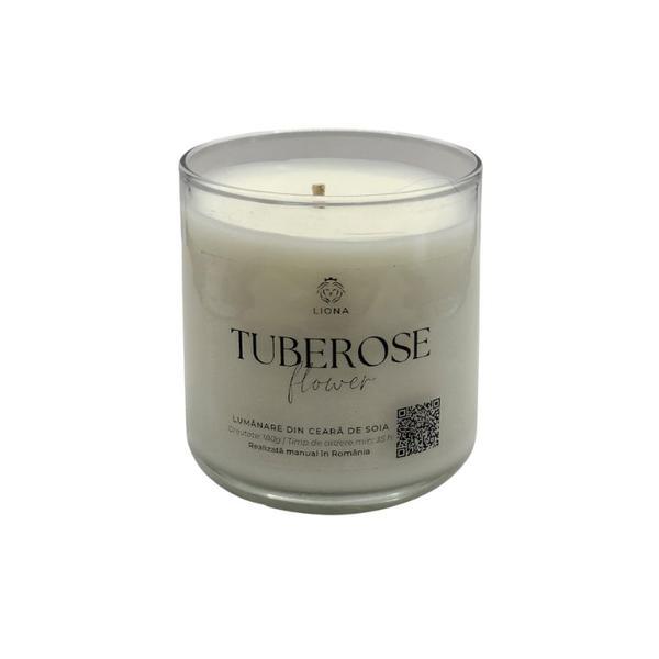 Lumânare din ceara de soia, aroma Tuberose Flower/tuberoza, 180 g 180