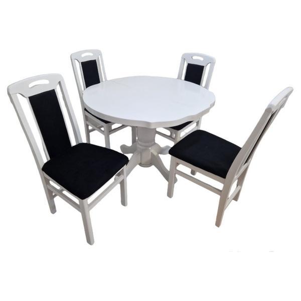 Set masa living sb fan alba plus 4 scaune sb tim alb/negru, 100x74x100/133.5 cm