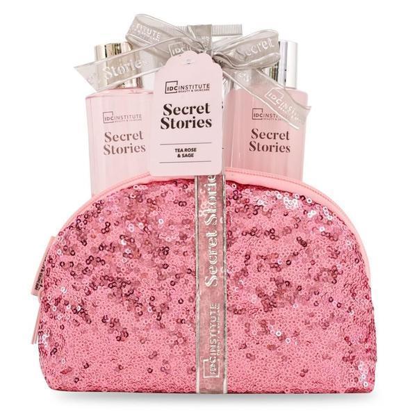 Idc Set Cadou Secret Stories Ref 42075 Gel de dus 100ml + Spuma Baie 80 ml Portfard