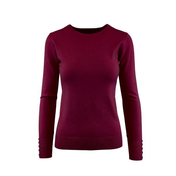 Pulover, univers fashion, tricotat fin, rosu bordo, s-m