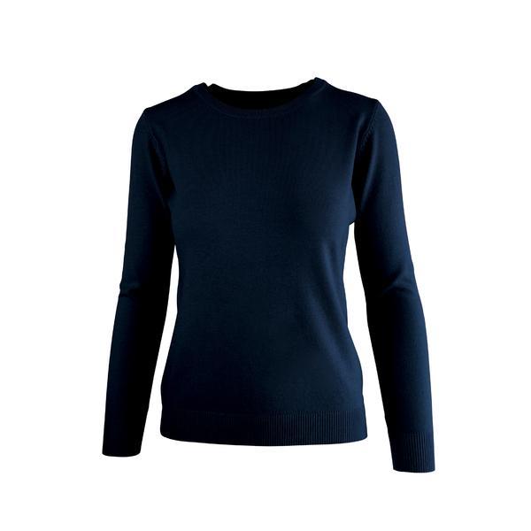 Pulover, univers fashion, tricotat fin cu decolteu rotund, bleumarin, s-m