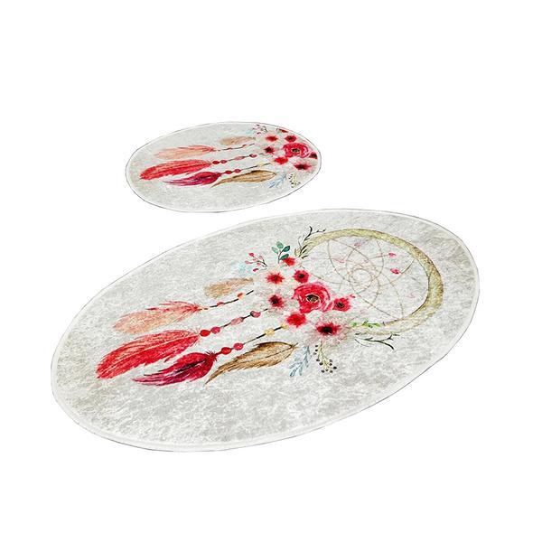 Set 2 Covorase baie Ruya, 60 x 100 cm, 50 x 60 cm, Antiderapant, Bej