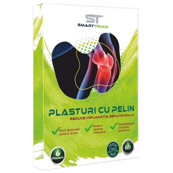 Plasturi cu Pelin Dureri Genuchi Smart Touch, 6 plasturi