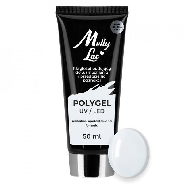Polygel MollyLac Natural (alb laptos) Hema DiHema Free, 50 ml ALB
