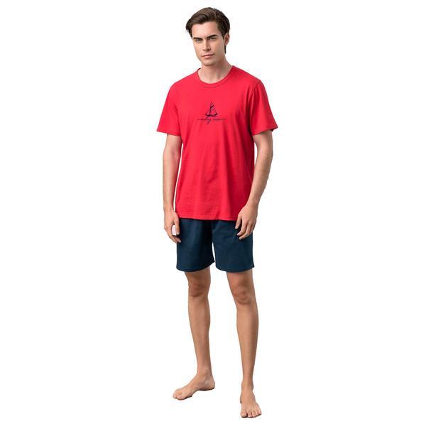 Pijama barbati vamp 70009, l, bumbac, rosu