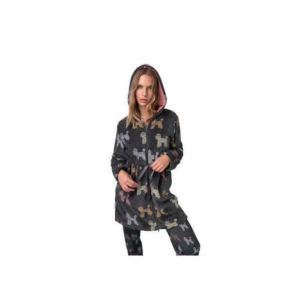 Halat de dama vamp 17438, l, fleece, gri