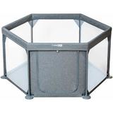 Tarc de joaca pentru bebe, Hexagonal, Cu 4 manere, Intrare cu fermoar, Cu geanta de transport, 117 x 67 x 67 cm, FreeON, Grey