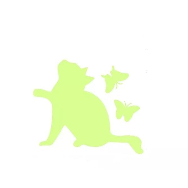 Sticker decorativ, pentru intrerupator, Pisica fosforescenta, 10 x 8.5 cm