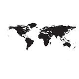 Sticker pentru perete, harta lumii, negru, 142x58 cm