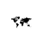 Sticker pentru perete, harta lumii, negru, 100x56 cm