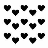 Sticker decorativ, Duragon, perete, Inimi, negru, 56 bucati, 7x6 cm