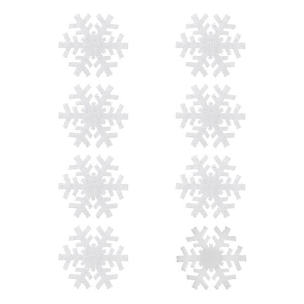 Set stickere decorative Craciun, Fulgi albi de zapada, 8 bucati, 18x18 cm