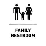 Sticker indicator toaleta, Family Restroom, negru, 25x16 cm