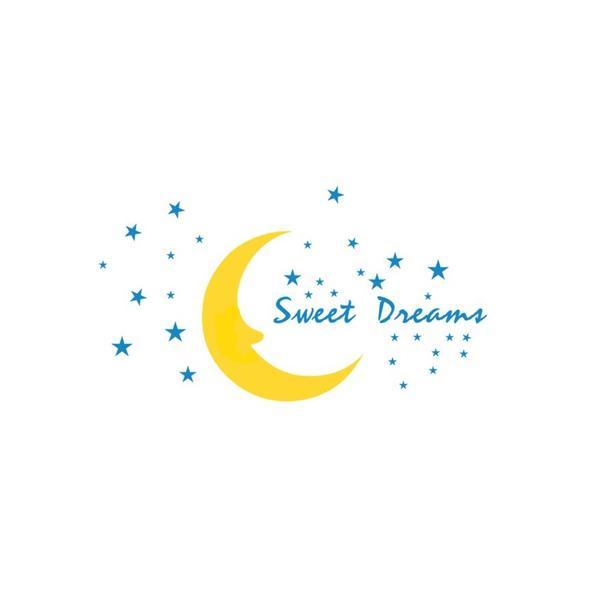 Sticker decorativ, Sweet dreams cu Luna, 150x170 cm