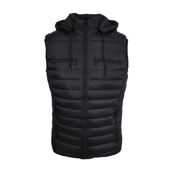 Vesta matlasata barbati, univers fashion, gluga detasabila, negru, l