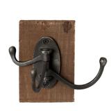 Cuier de perete din fier negru lemn maro 8x12x13 cm