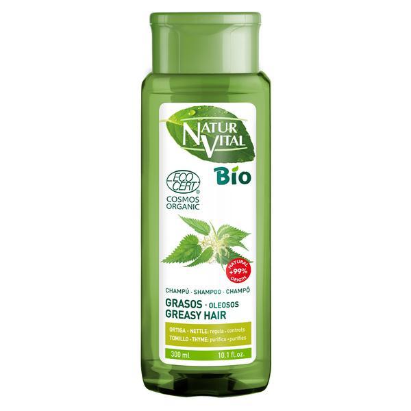 Sampon pentru par gras cu extracte din plante bio, natur vital organic greasy hair shampoo, 300 ml