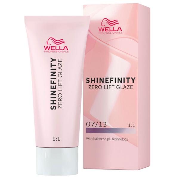 Vopsea translucida demipermanenta - Wella Professionals Shinefinity Zero Lift Glaze, nuanta 07/13 Toffee Cream (blond mediu cenusiu auriu), 60 ml