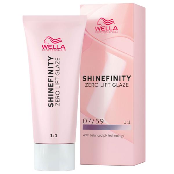 Vopsea translucida demipermanenta - Wella Professionals Shinefinity Zero Lift Glaze, nuanta 07/59 Strawberry Wine (blond mediu mahon cenusiu), 60 ml