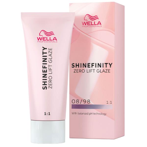 Vopsea Translucida Demipermanenta - Wella Professionals Shinefinity Zero Lift Glaze, nuanta 08/98 Silver Pearl (blond deschis argintiu perlat), 60 ml