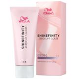 Vopsea translucida demipermanenta - Wella Professionals Shinefinity Zero Lift Glaze, nuanta 09/65 Pink Shimmer (blond foarte deschis violet mahon), 60 ml